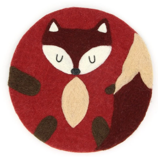Filz Kinder-Sitzkissen rund Fuchs in Rost+Weinrot+Beige Rot+Rot+Beige Muster Fuchs von GLOBO Größe Ø 38 cm