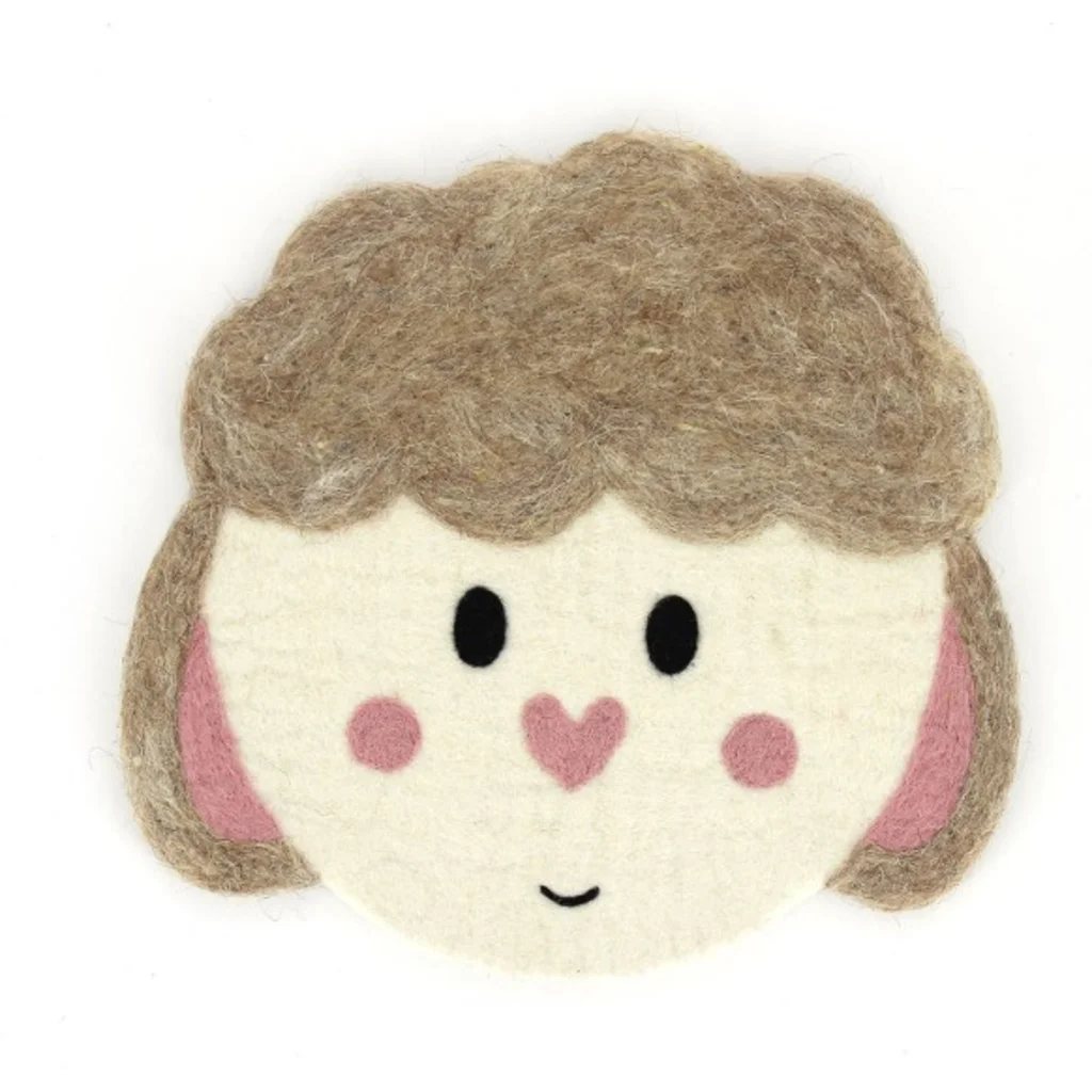Filz Kinder-Sitzkissen Schaf in Creme+Braun Muster Schaf von GLOBO Größe Ø 28 cm