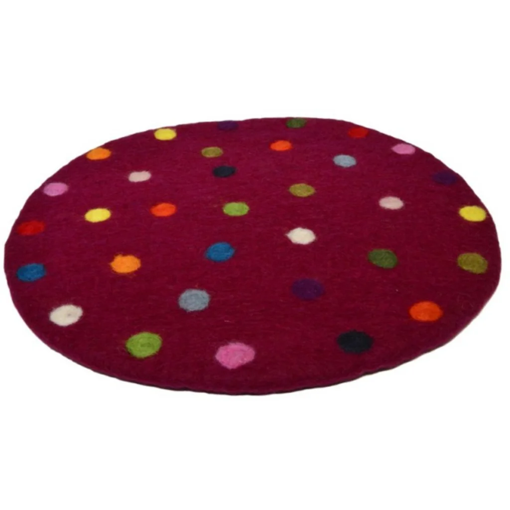 Filz Sitzkissen rund Dots in Dunkelrot Rot Muster Dots von Frida Feeling Größe Ø 35 cm