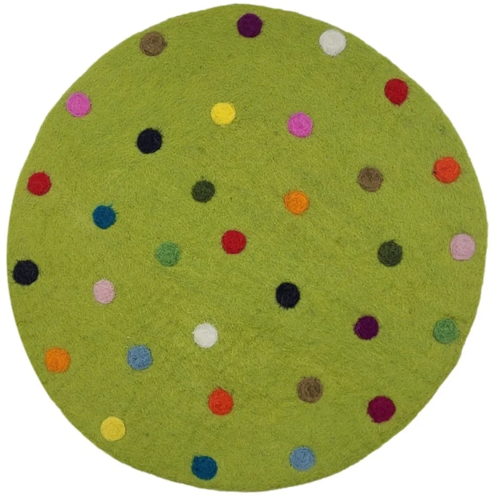 Filz Sitzkissen rund Dots in Grün Muster Dots von Frida Feeling Größe Ø 35 cm