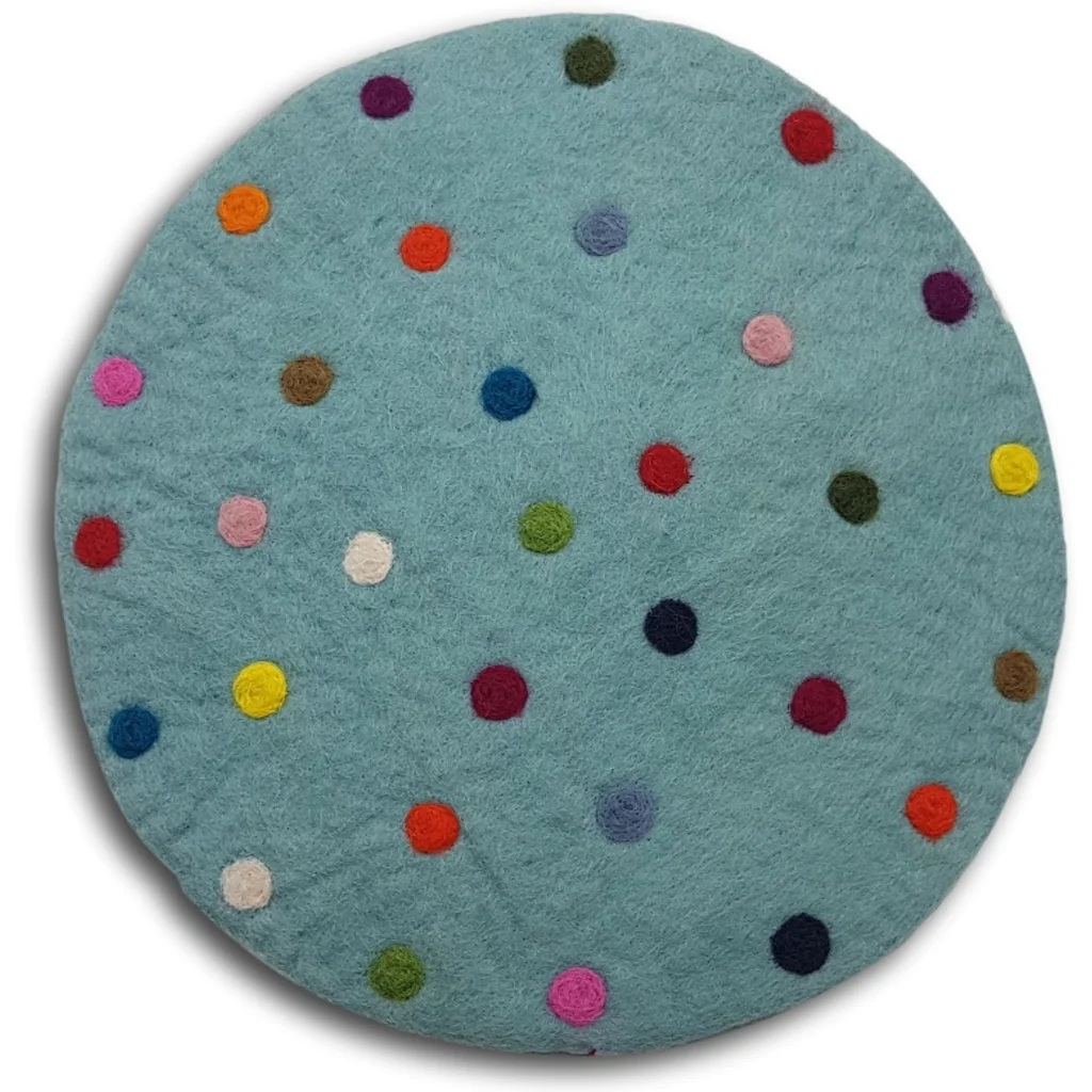 Filz Sitzkissen rund Dots in Mint Blau Muster Dots von Frida Feeling Größe Ø 35 cm