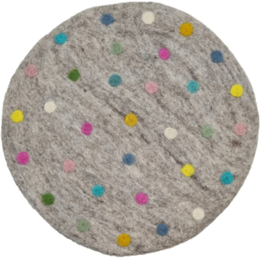 Filz Sitzkissen rund Dots Pastell in Hellgrau Grau Muster Dots von Frida Feeling Größe Ø 35 cm