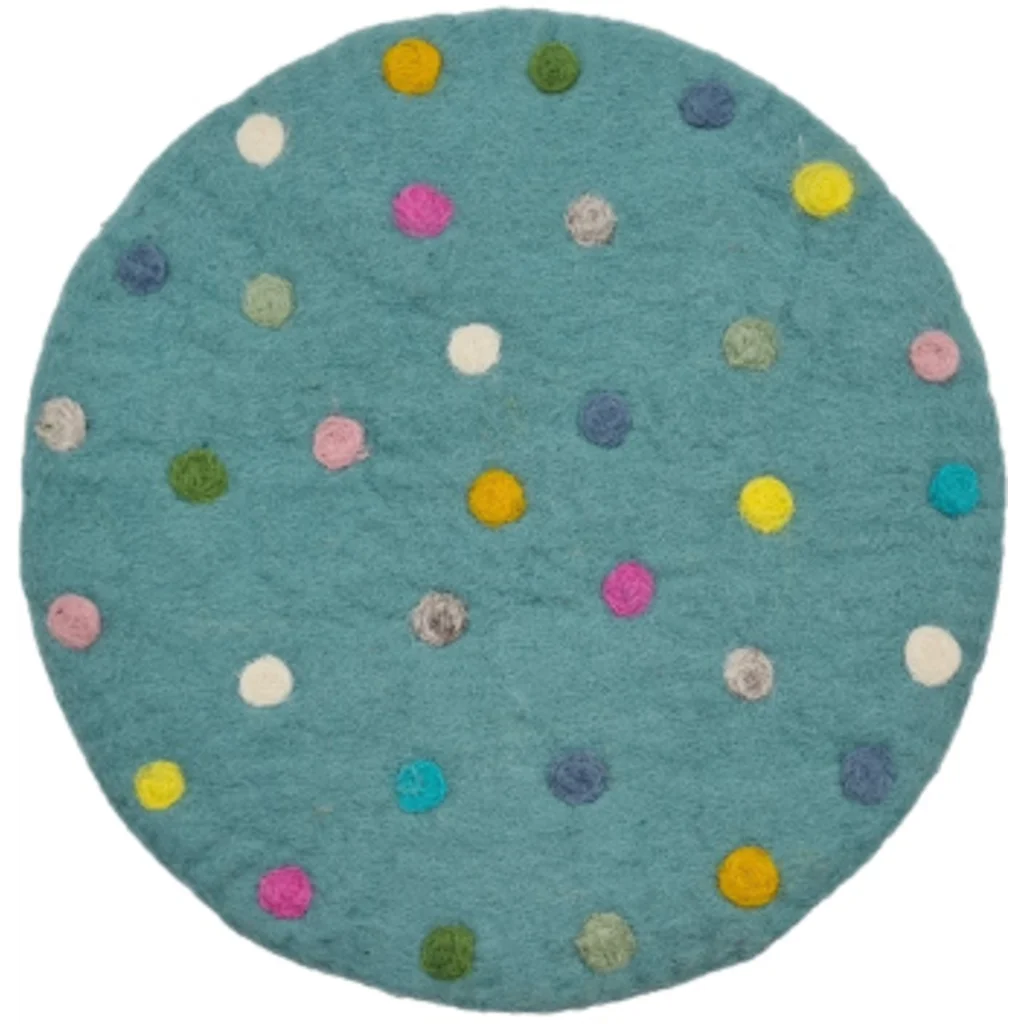 Filz Sitzkissen rund Dots Pastell in Mint Blau Muster Dots von Frida Feeling Größe Ø 35 cm