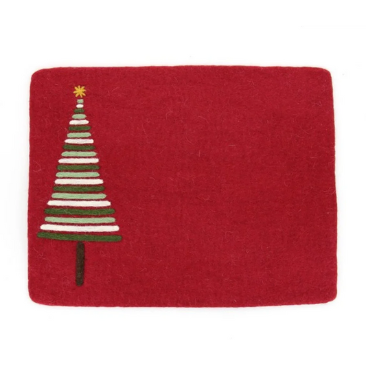 Filz Tischset Weihnachtsbaum in Rot Muster Weihnachtsbaum von GLOBO Größe 45x35 cm