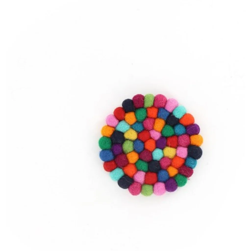Filz Untersetzer rund mit kleinen Kugeln in Rot+Orange+Blau+Grün Muster Bunt von GLOBO Größe Ø 10 cm