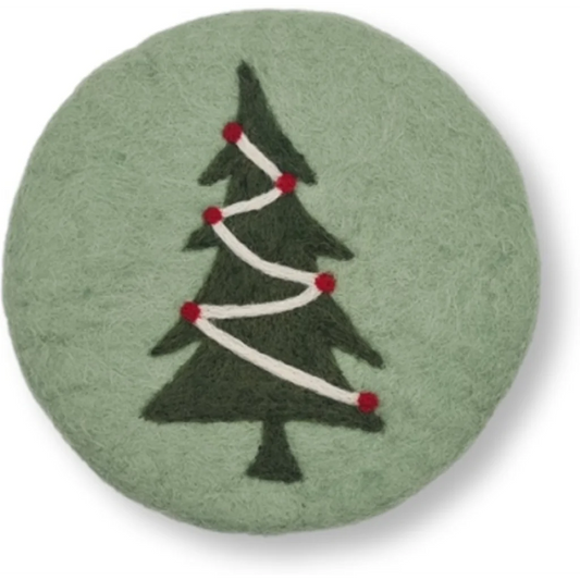 Filz Untersetzer rund Weihnachtsbaum in Hellgrün+Dunkelgrün Grün+Grün Muster Weihnachtsbaum von Frida Feeling Größe Ø 21 cm