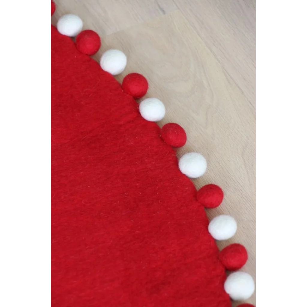 Filz Weihnachtsbaumdecke mit Kugelbordüre in Rot von GLOBO Größe Ø 120 cm