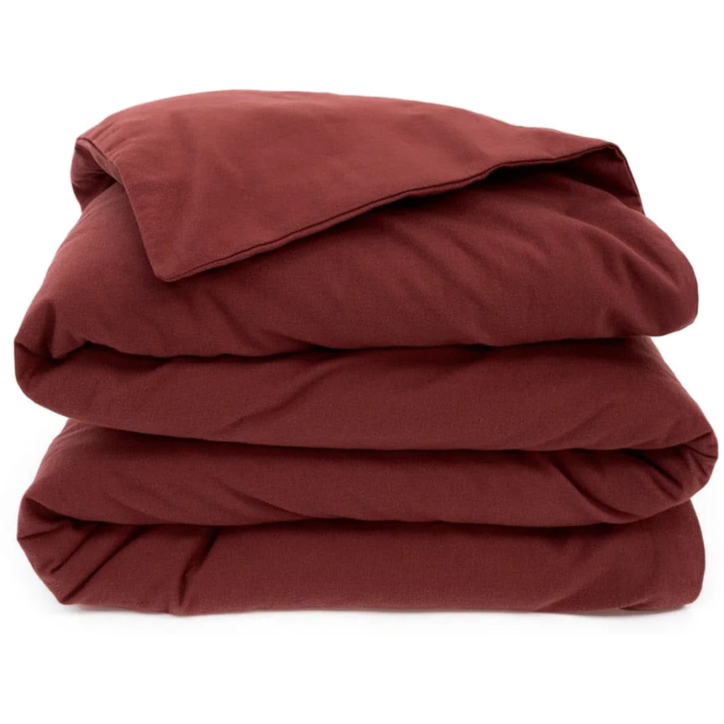 Flanell Bettwäsche Garnitur 3-teilig in Marone Rot von erlich textil Größe 200x220 + 2x 80x80 cm