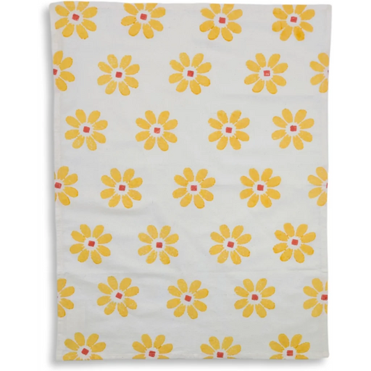 Geschirrtuch Blumen in Gelb+Rot Muster Blumen von Frida Feeling Größe 50x65 cm