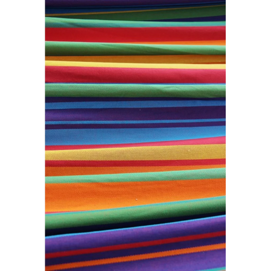 Hängematte ATACO mit Holzstab in Gelb+Rot+Lila+Blau Muster Streifen von GLOBO Größe 130x220 cm