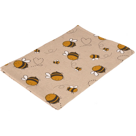 Halbleinen Geschirrtuch Biene 2er-Pack in Beige+Gelb+Schwarz Muster Biene von Erika Vaitkute Größe 47x70 cm