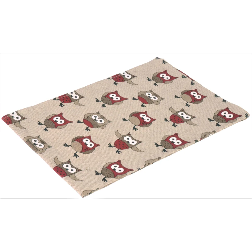 Halbleinen Geschirrtuch Eule 2er-Pack in Beige+Dunkelrot+Schwarz Beige+Rot+Schwarz Muster Eule von Erika Vaitkute Größe 47x70 cm