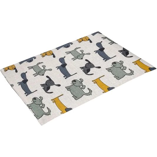 Halbleinen Geschirrtuch Hund 2er-Pack in Beige+Senfgelb+Grau Beige+Gelb+Grau Muster Hund von Erika Vaitkute Größe 47x70 cm