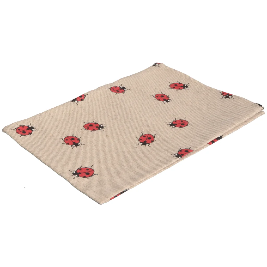 Halbleinen Geschirrtuch Marienkäfer 2er-Pack in Beige+Rot+Schwarz Muster Marienkäfer von Erika Vaitkute Größe 47x70 cm