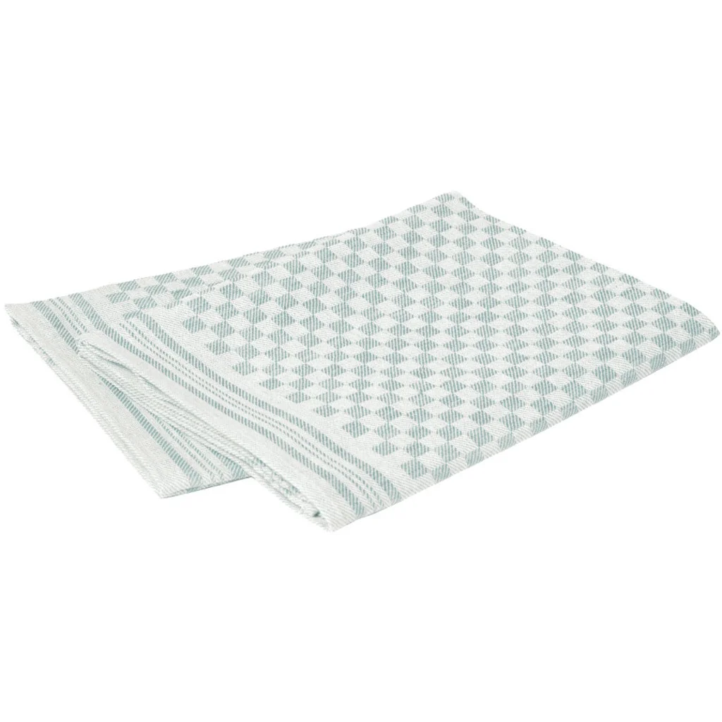 Halbleinen Geschirrtuch Schachbrett 2er-Pack in Mint Blau Muster Schachbrett von Erika Vaitkute Größe 47x70 cm