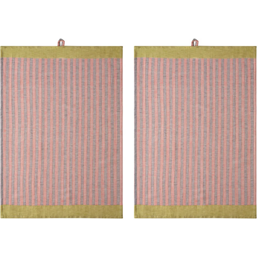 Halbleinen Geschirrtuch Streifen 2er-Pack in Orange+Ocker Orange+Gelb Muster Streifen von Proflax Größe 50x70 cm