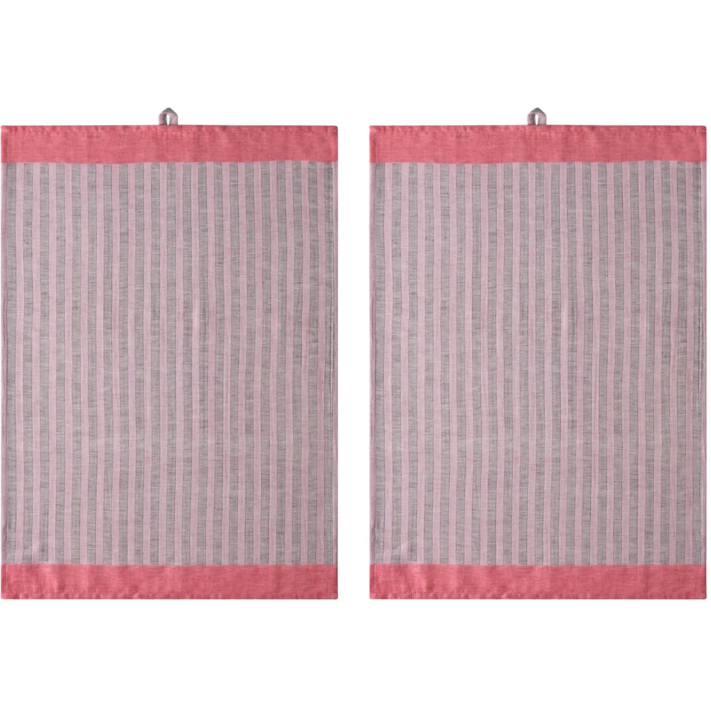 Halbleinen Geschirrtuch Streifen 2er-Pack in Rosa+Rot Muster Streifen von Proflax Größe 50x70 cm