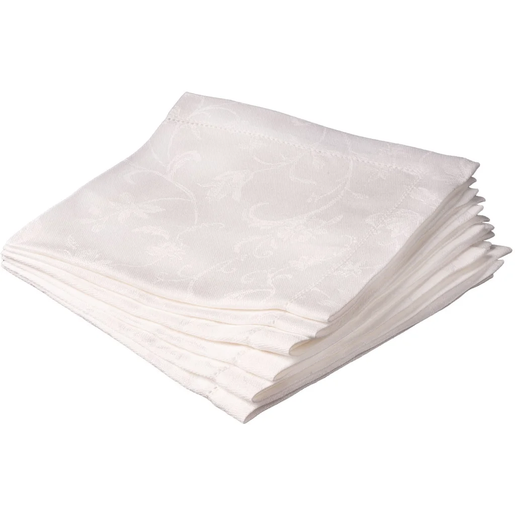 Halbleinen Jacquard Stoffserviette MINIJA 6er-Pack in Weiß Muster Ranke von Erika Vaitkute Größe 42x42 cm