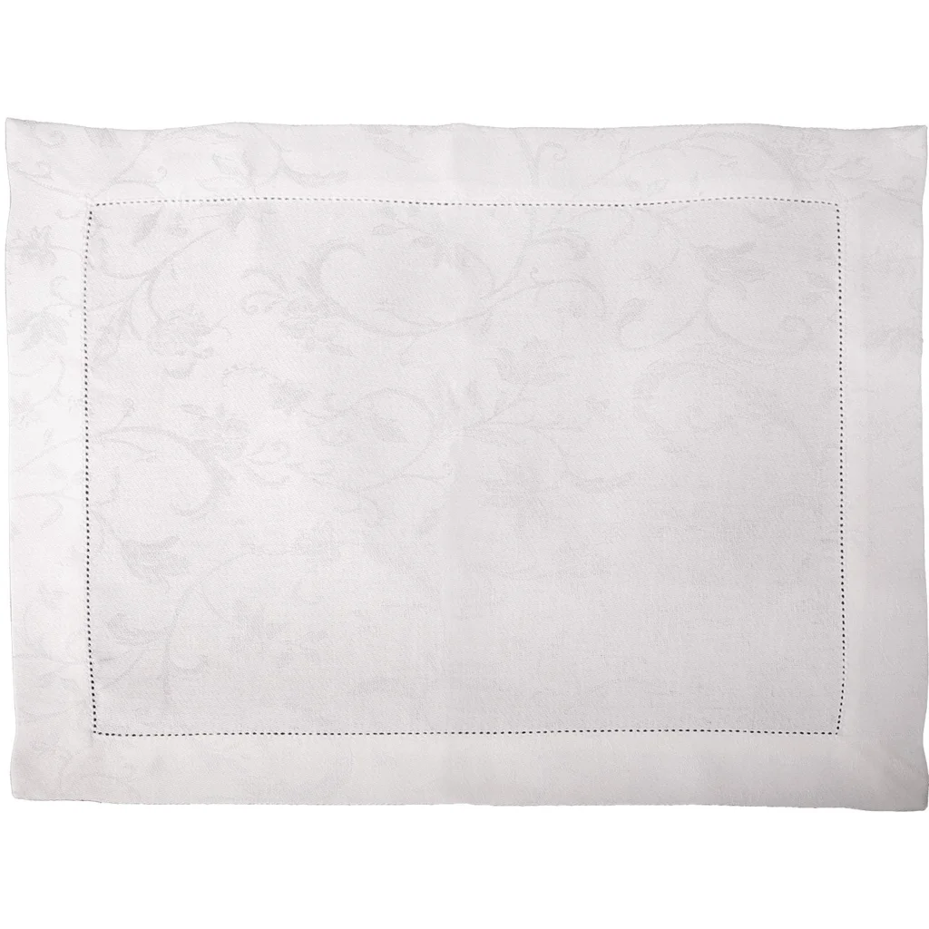 Halbleinen Jacquard Tischset MINIJA 6er-Pack in Weiß Muster Ranke von Erika Vaitkute Größe 47x38 cm