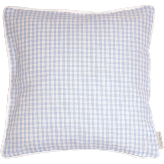 Halbleinen Kissenhülle Karo 2er-Pack in Weiß+Hellblau Weiß+Blau Muster Karo von Erika Vaitkute Größe 40x40 cm