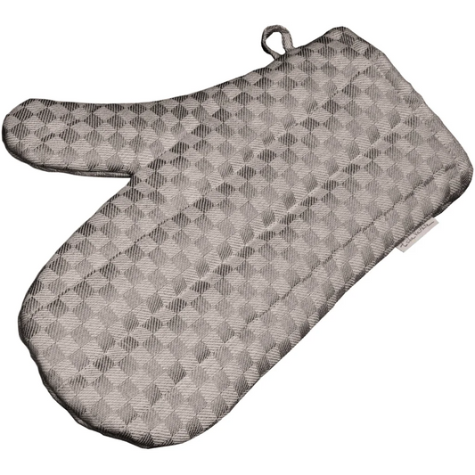 Halbleinen Ofenhandschuh Schachbrett 2er-Set in Anthrazit Grau Muster Schachbrett von Erika Vaitkute Größe 15x30 cm