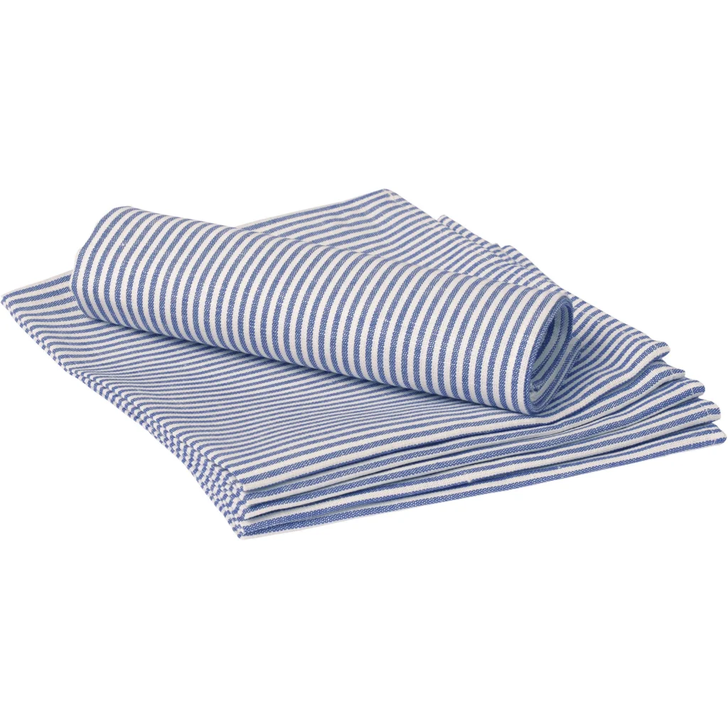 Halbleinen Stoffserviette Streifen 6er-Pack in Weiß+Blau Muster Streifen von Erika Vaitkute Größe 45x45 cm