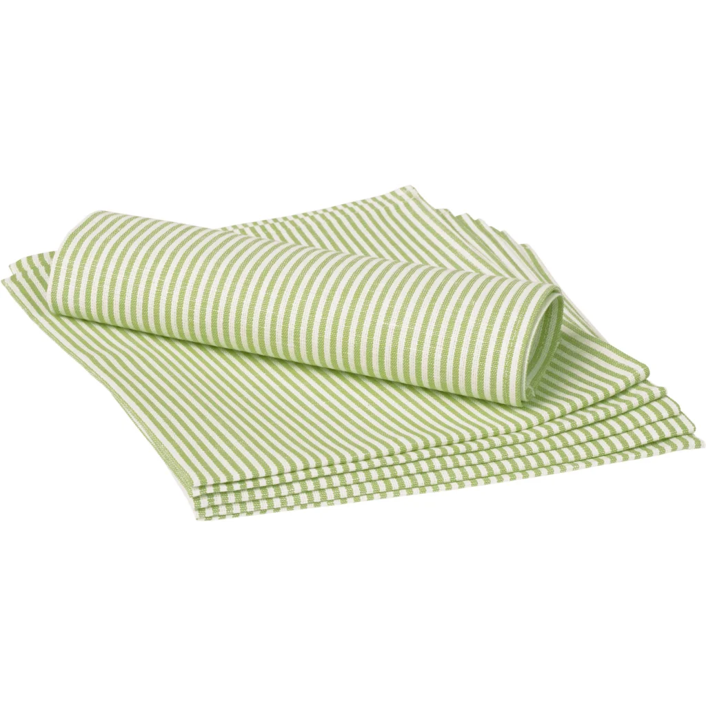 Halbleinen Stoffserviette Streifen 6er-Pack in Weiß+Hellgrün Weiß+Grün Muster Streifen von Erika Vaitkute Größe 45x45 cm