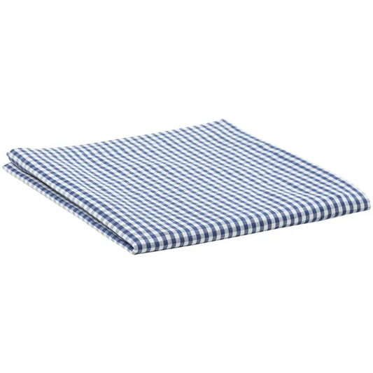 Halbleinen Tischdecke Karo in Weiß+Blau Muster Karo von Erika Vaitkute Größe 140x140 cm