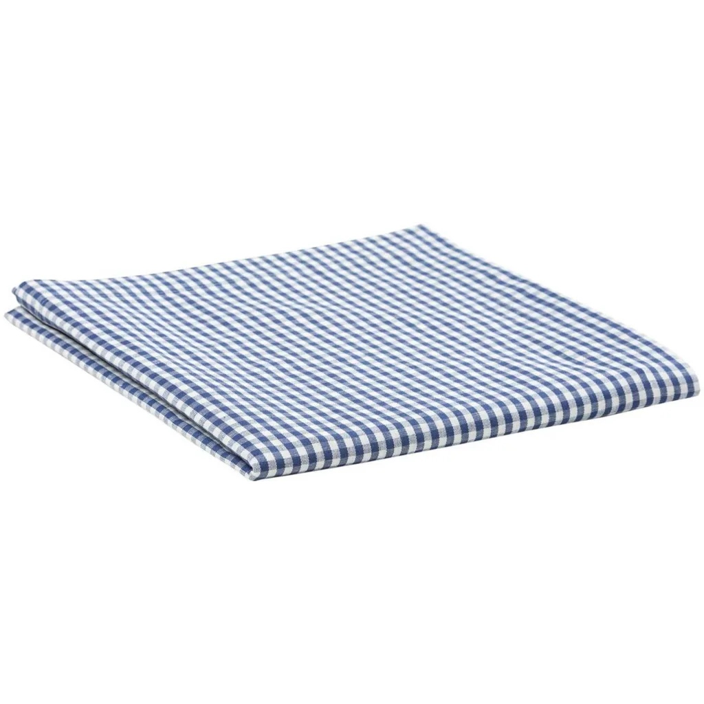 Halbleinen Tischdecke Karo in Weiß+Blau Muster Karo von Erika Vaitkute Größe 140x180 cm