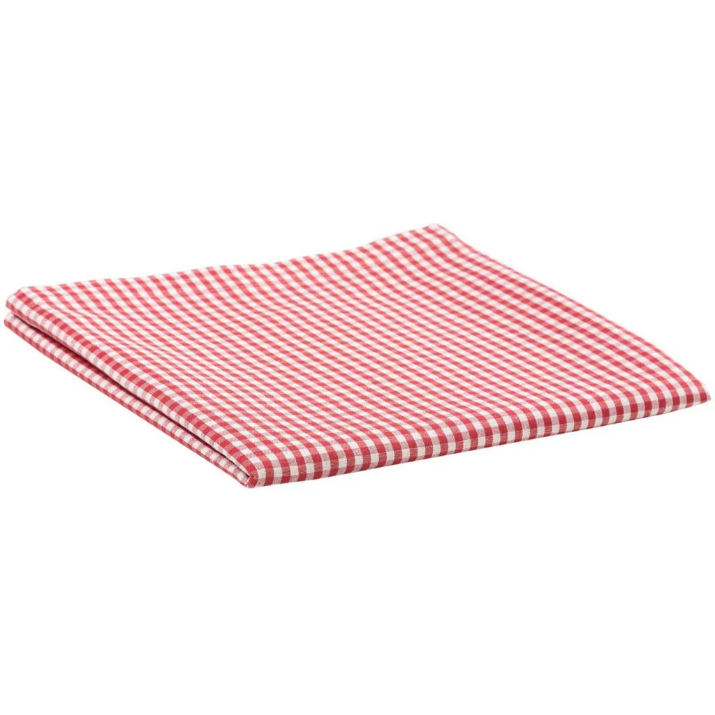 Halbleinen Tischdecke Karo in Weiß+Rot Muster Karo von Erika Vaitkute Größe 140x180 cm