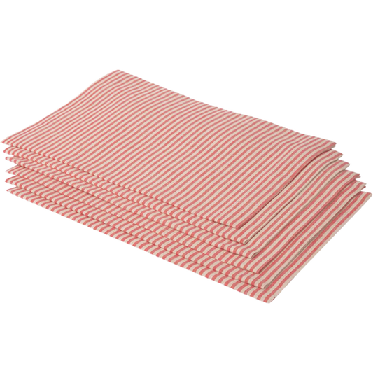 Halbleinen Tischset MILDA 6er-Pack in Beige+Rot Muster Streifen von Erika Vaitkute Größe 50x35 cm