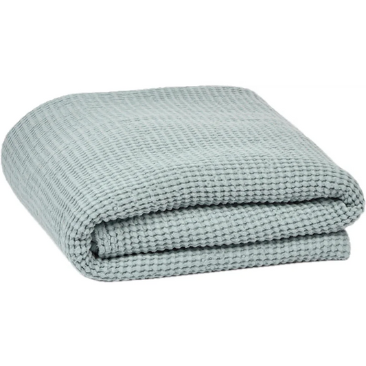 Halbleinen Waffelpiqué Decke in Mint Grün von Erika Vaitkute Größe 130x170 cm