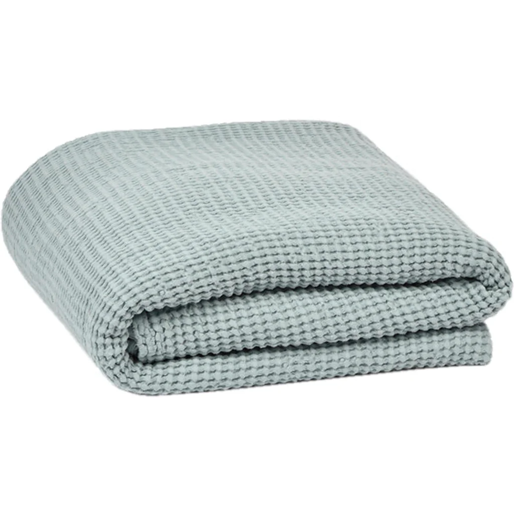 Halbleinen Waffelpiqué Decke in Mint Grün von Erika Vaitkute Größe 150x250 cm
