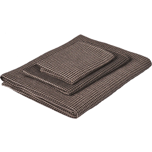 Halbleinen Waffelpiqué Handtuch 2er-Pack in Schwarz+Beige von Erika Vaitkute Größe 50x70 cm