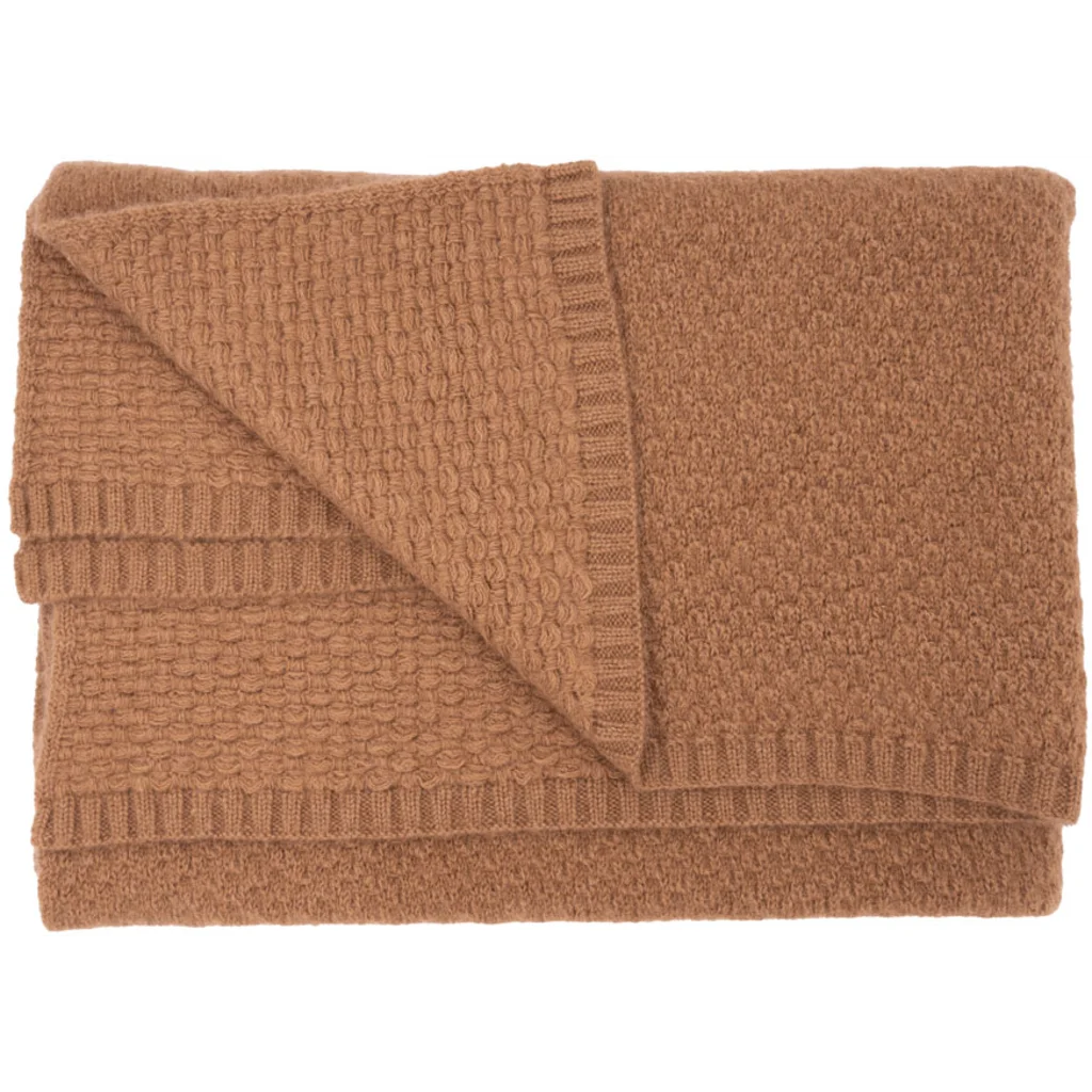 Kamel Strick Decke in Kamel (naturbelassen) Braun von Steppenstrolch Größe 105x180 cm