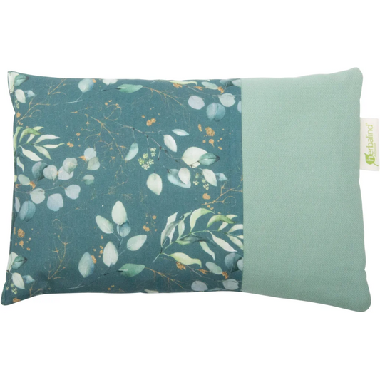 Kissen mit Füllung Kräuter in Dunkelgrün+Lindgrün Grün+Grün Muster Eukalyptus von herbalind Größe 30x20 cm