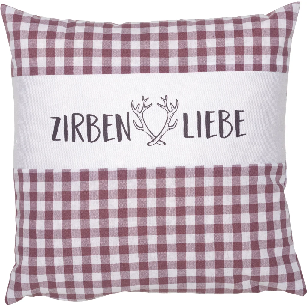 Kissen mit Füllung Zirbenholz ZIRBENLIEBE in Dunkelrot+Weiß Rot+Weiß Muster Vichy Karo von herbalind Größe 30x30 cm