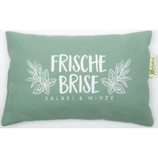 Kissen rechteckig mit Füllung Kräuter FRISCHE BRISE in Lindgrün Grün Muster Unifarben mit Aufdruck von herbalind Größe 30x20 cm