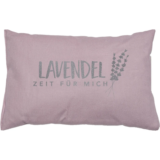 Kissen rechteckig mit Füllung Lavendel ZEIT FÜR MICH in Flieder Lila Muster Unifarben mit Aufdruck von herbalind Größe 30x20 cm