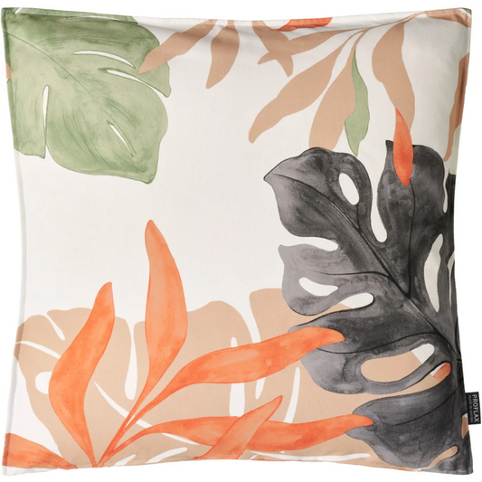 Kissenhülle Blätter in Weiß+Orange Muster Blätter von Proflax Größe 40x40 cm