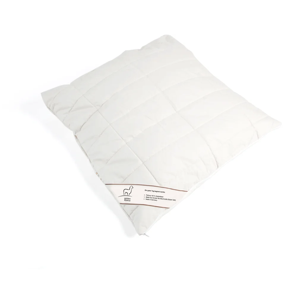 Kopfkissen mit Füllung Alpakawolle in Creme von Golden Alpaca Größe 40x40 cm