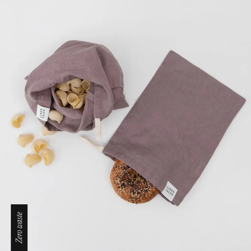 Leinen Aufbewahrungsbeutel 3er-Set in Altrosa Rosa von Linen Tales Größe 30x38 + 26x32 + 22x28 cm