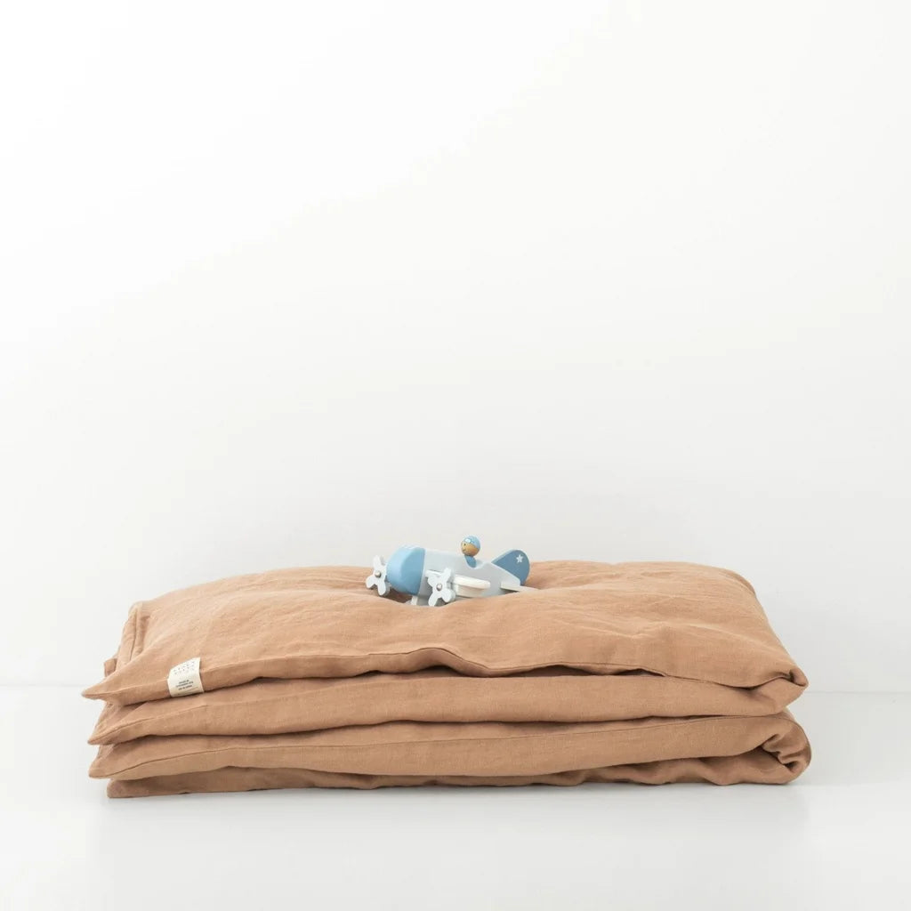 Leinen Baby-+Kinder-Bettwäsche Bettbezug in Apricot Orange von Linen Tales Größe 100x140 cm