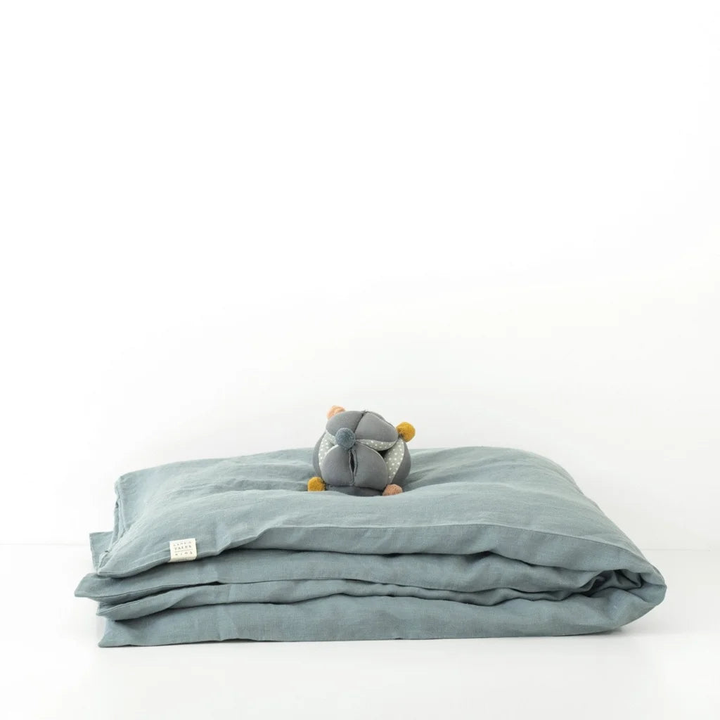 Leinen Baby-+Kinder-Bettwäsche Bettbezug in Taubenblau Blau von Linen Tales Größe 100x140 cm