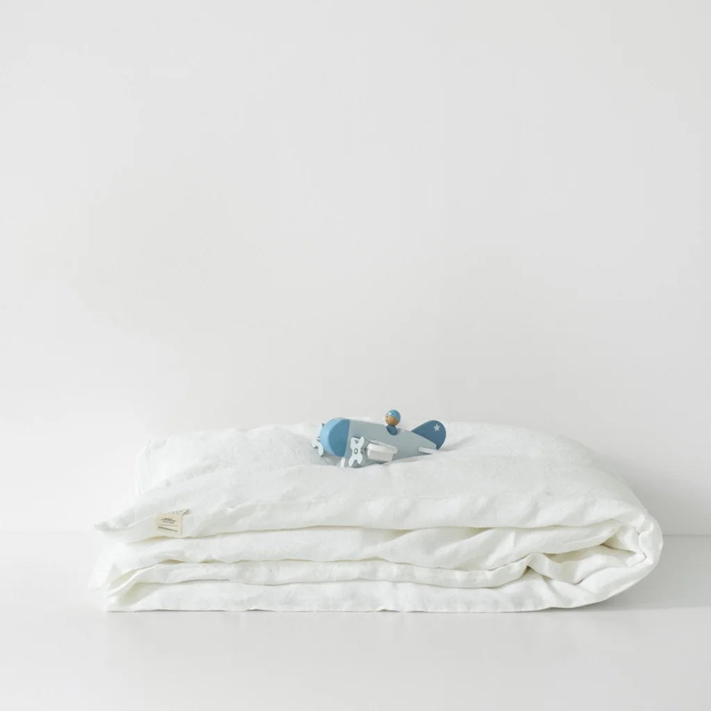 Leinen Baby-+Kinder-Bettwäsche Bettbezug in Weiß von Linen Tales Größe 70x100 cm