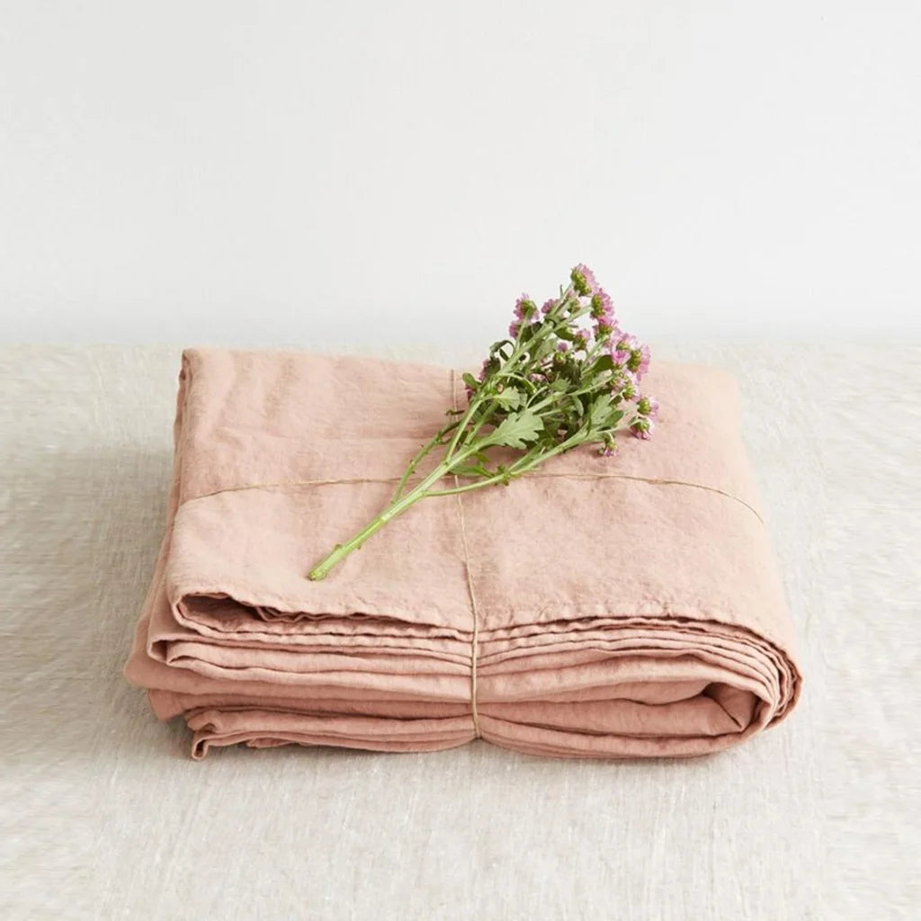 Leinen Bettlaken in Apricot Orange von Linen Tales Größe 280x290 cm