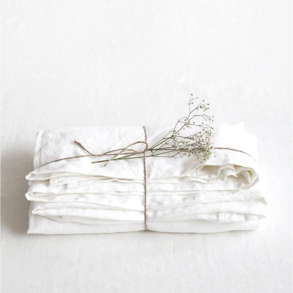 Leinen Bettlaken in Weiß von Linen Tales Größe 200x260 cm
