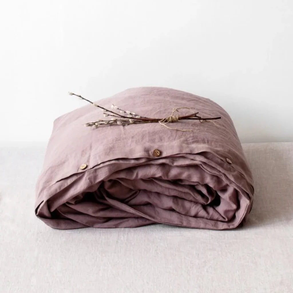 Leinen Bettwäsche Bettbezug in Altrosa Rosa von Linen Tales Größe 155x220 cm