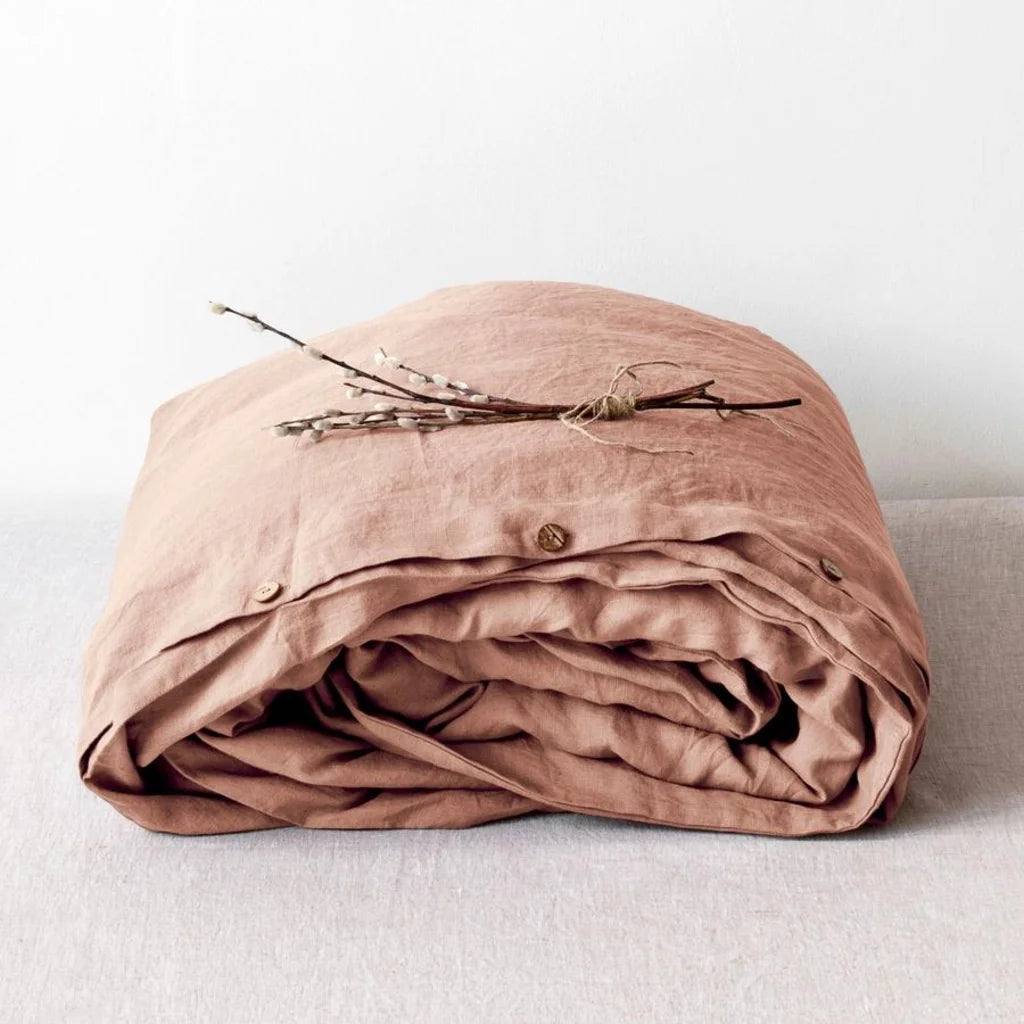 Leinen Bettwäsche Bettbezug in Apricot Orange von Linen Tales Größe 160x210 cm