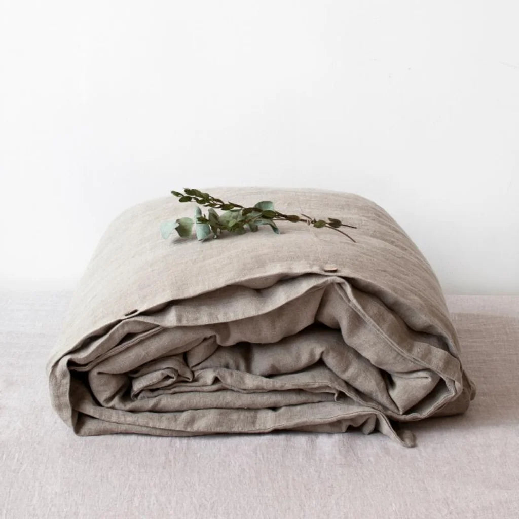 Leinen Bettwäsche Bettbezug in Beige von Linen Tales Größe 155x220 cm